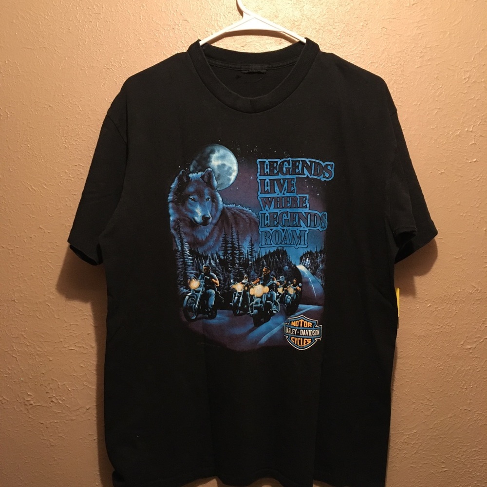 Harley Davidson Legends Live Where Legends Roam Boston Vintage T-Shirt